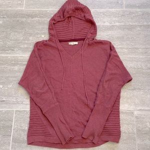 Dakini Hooded Pullover Sweater, Heathered Rose, Size XS